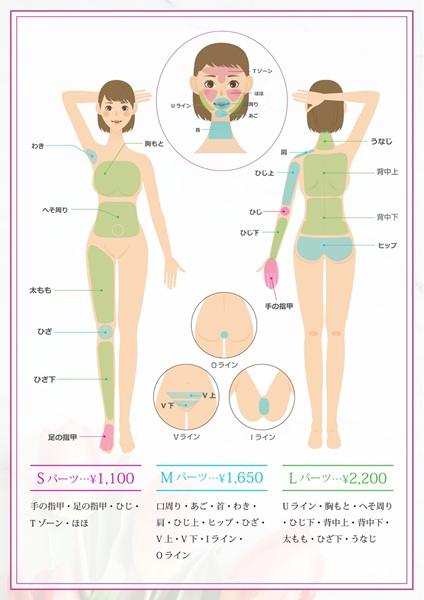 女性部位パーツ表